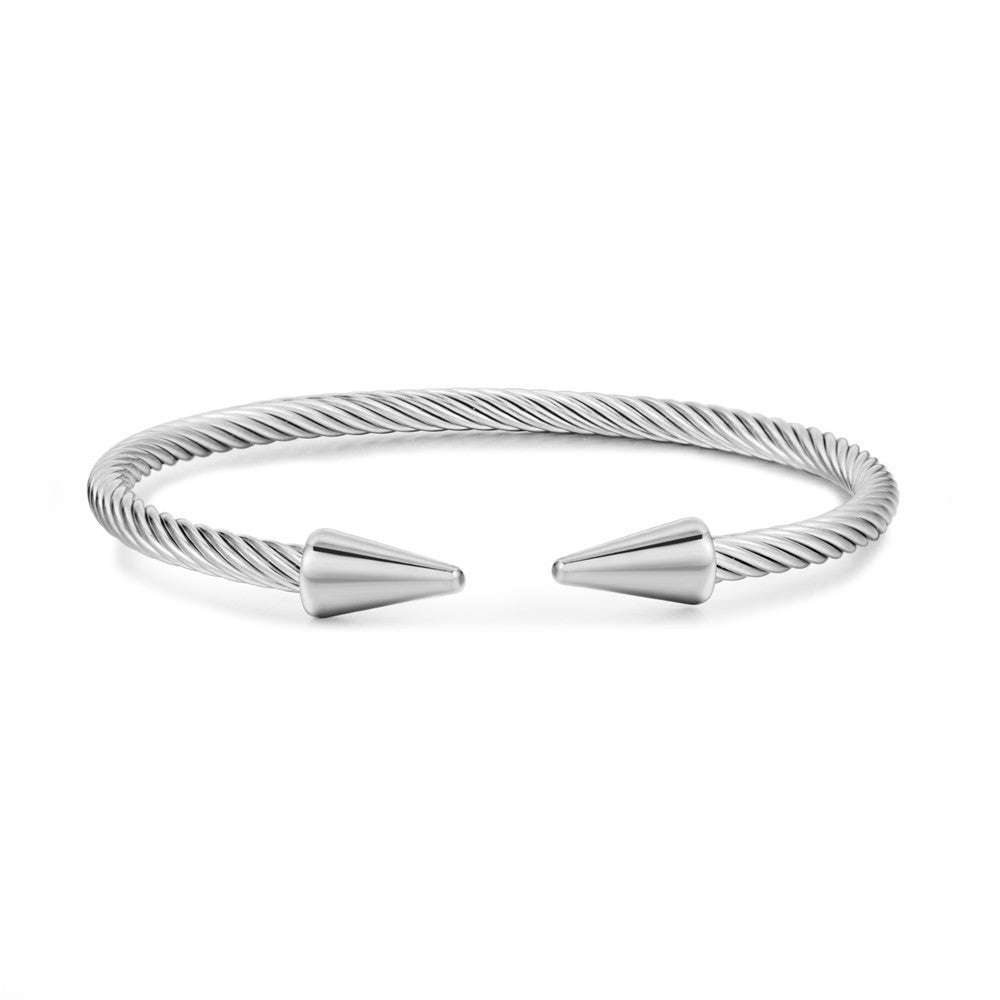 Retro personalized stainless steel wrapped geometric bracelet